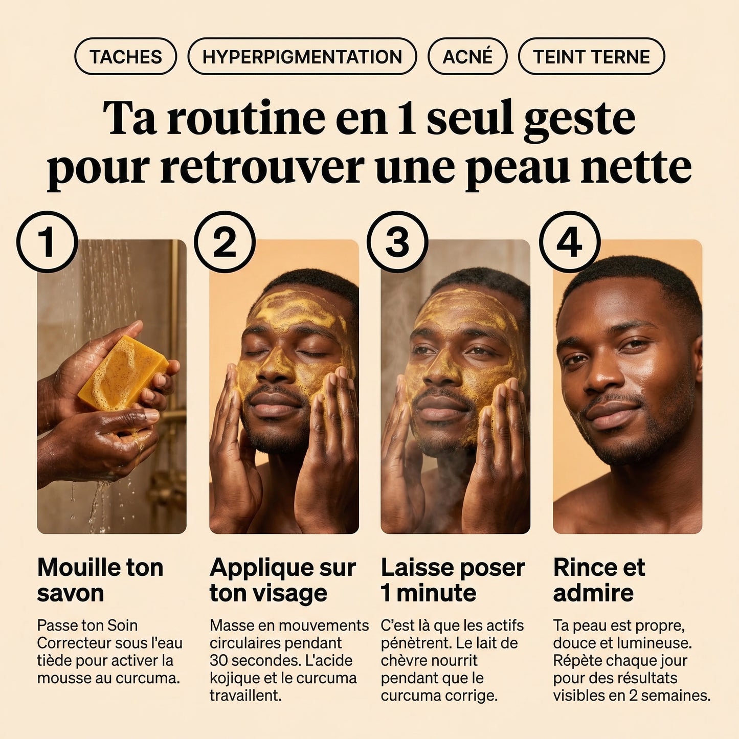 Savon Éclat au Curcuma — Réduit les taches et l'acné en seulement 2 semaines